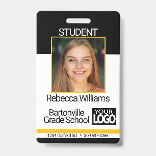 School / Employee Photo Badge - Black And Gold ID Badge