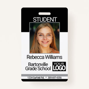 School / Employee Photo Badge - Black And Grey ID Badge