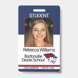 School / Employee Photo Badge - Red and Blue ID Badge