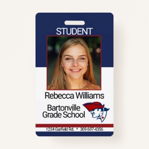School / Employee Photo Badge - Red and Blue ID Badge