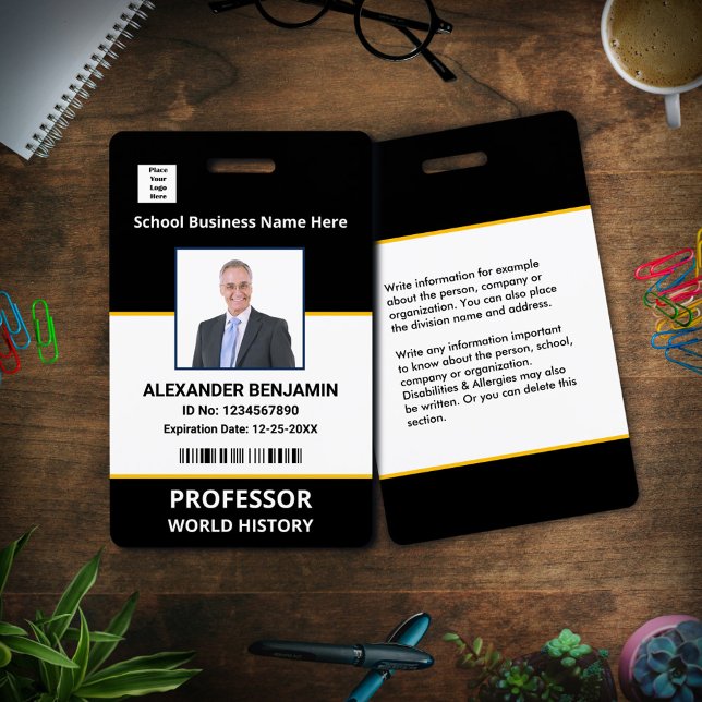 School Employee Photo Bar Code Name Custom   ID Badge (School Employee Photo Bar Code Name Custom Badge is professional for your employees. )