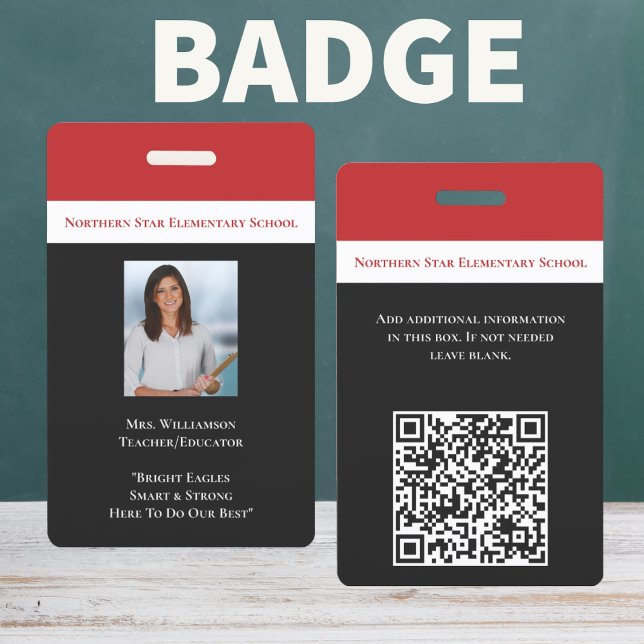 School Employee QR Code Staff Photo Id Teacher  Badge (Creator Uploaded)