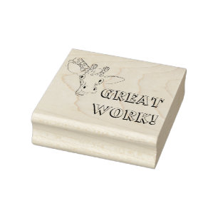 School Encouragement Giraffe Rubber Stamp