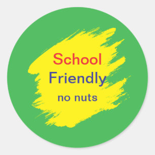 School Friendly No Nuts Allergy Free Classic Round Sticker