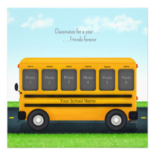 School Friends Personalised School Bus 6 Photos Photo Print