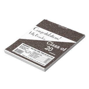 School Graduation Candy Bar Wrapper Party Favour Notepad