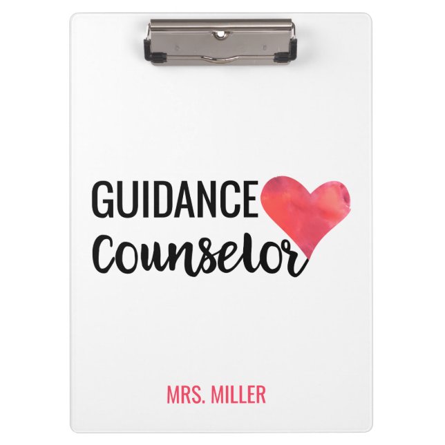 School Guidance Counsellor Personalised Typography Clipboard (Front)