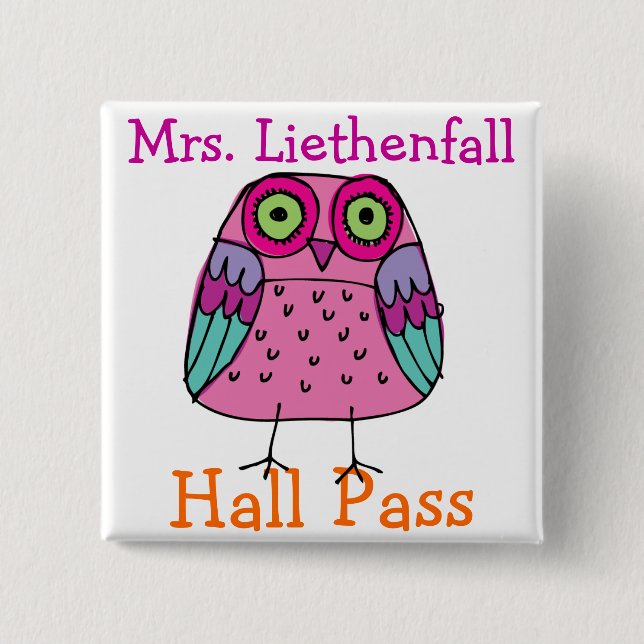 School Hall Pass - SRF 15 Cm Square Badge (Front)