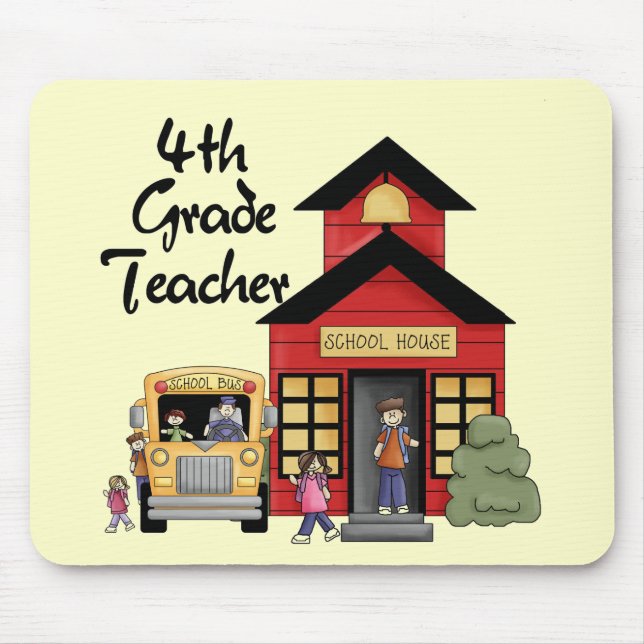 School House 4th Grade Teacher Tshirts and Gifts Mouse Pad (Front)