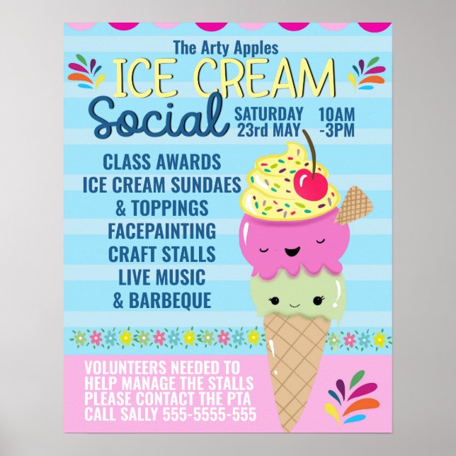 school ice cream social Flyer Summer Break Poster (Front)