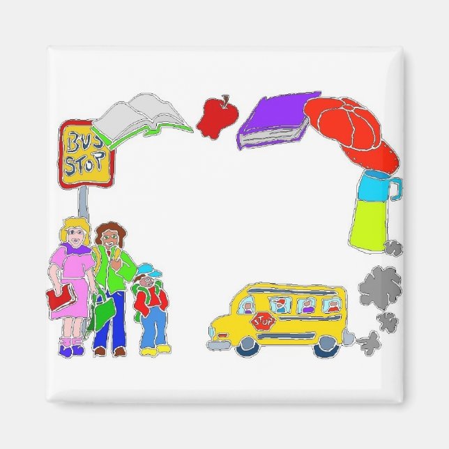 School Icons Border Magnet (Front)