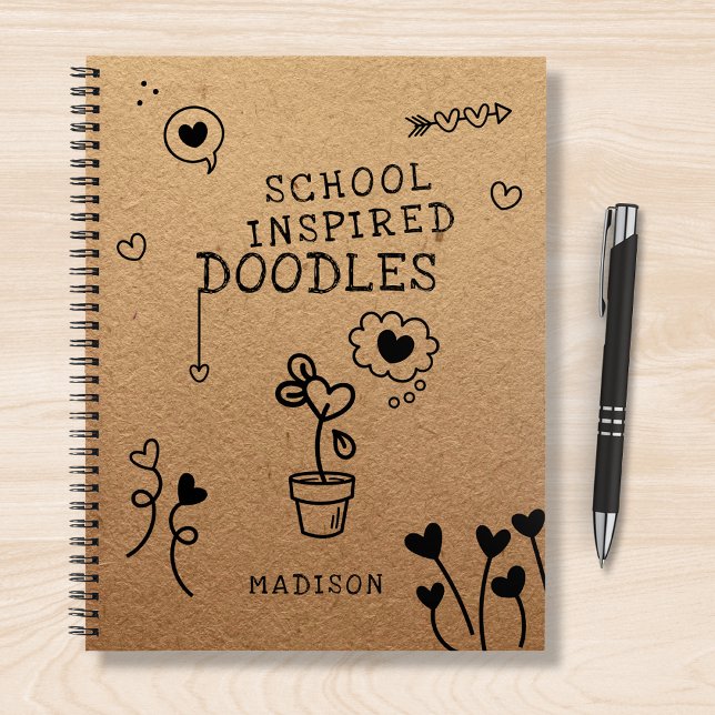 School Inspired Doodles Funny Girly Personalised Notebook (Creator Uploaded)