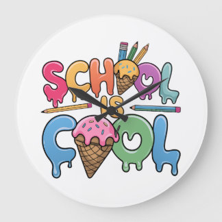 School is Cool back to school Large Clock