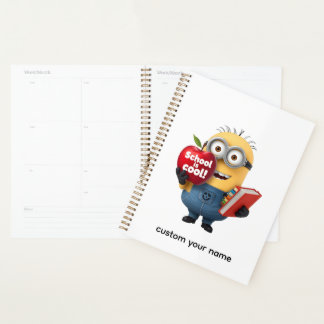 School is Cool | Minion with Apple Custom Name  Planner