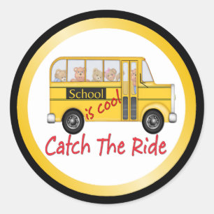 School is Cool School bus Classic Round Sticker