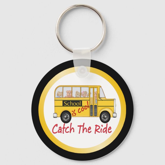 School is Cool School bus Key Ring (Front)