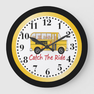 School is Cool School bus Large Clock