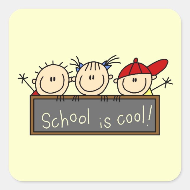School is Cool Square Sticker (Front)