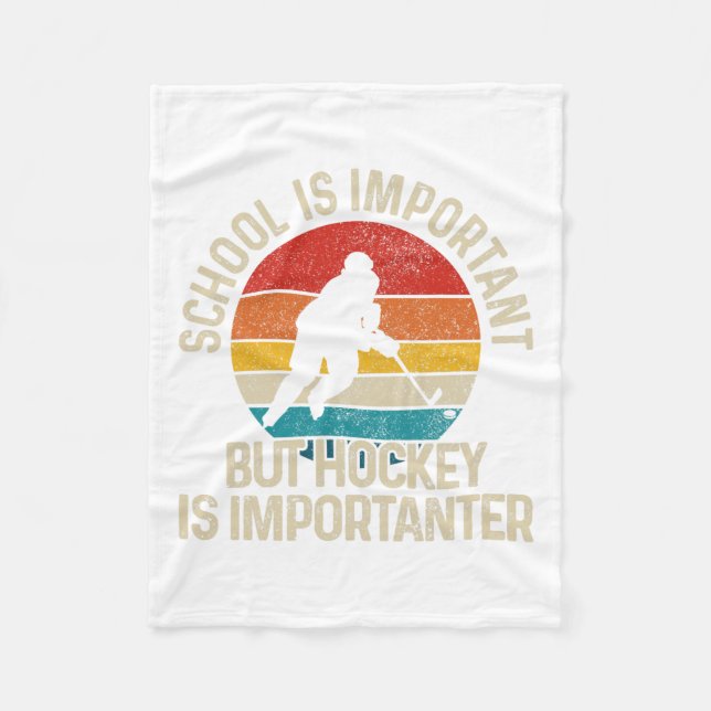 School Is Important But Hockey Is Importanter Funn Fleece Blanket (Front)