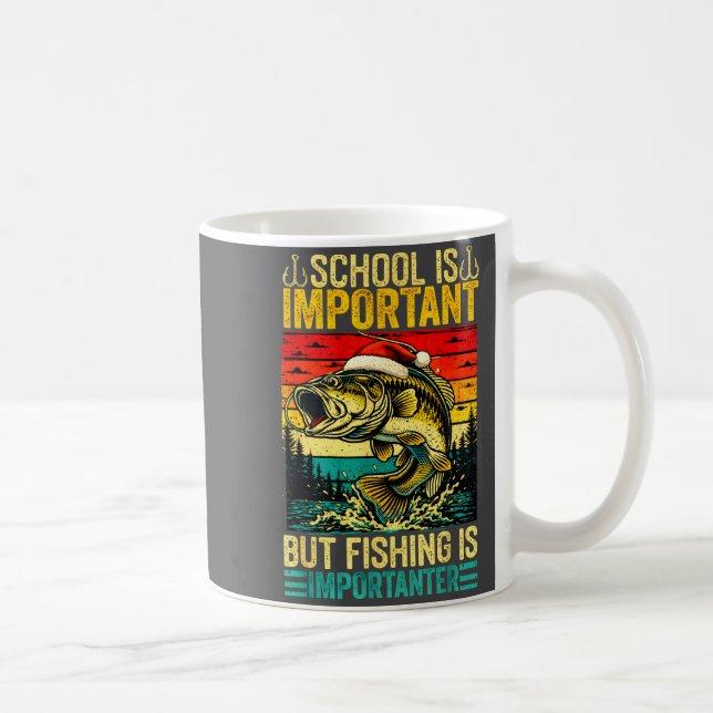 School Is Imrtant But Fishing Funny Christmas Fish Coffee Mug (Right)