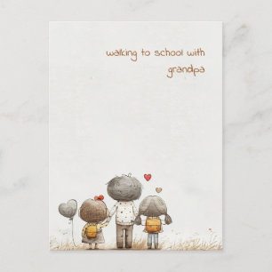 School Kids with Grandfather Postcard