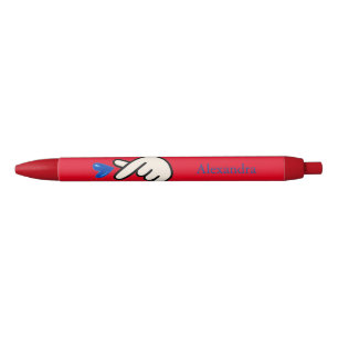 School Korean Kpop Red Blue Hand Heart Black Ink Pen
