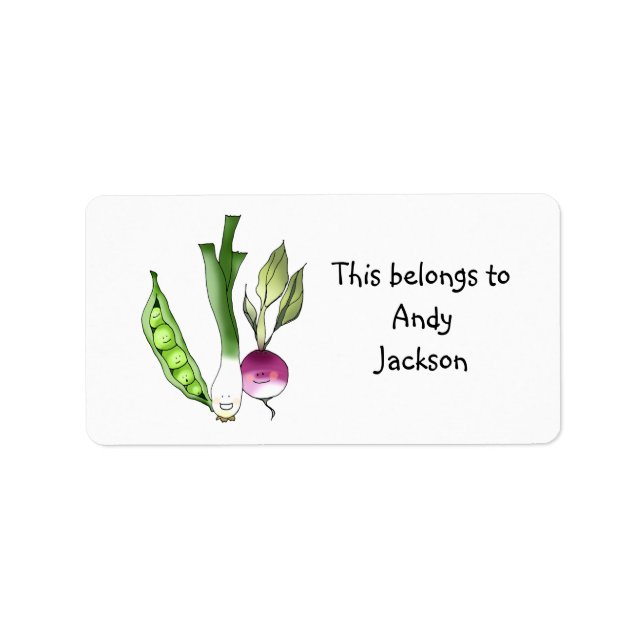 School Labels ( happy vegetables ) (Front)