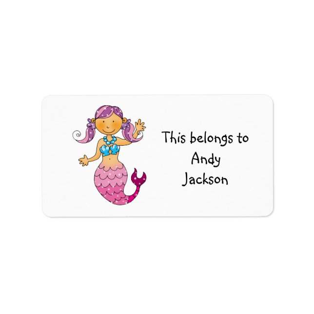 School Labels ( pink mermaid ) (Front)