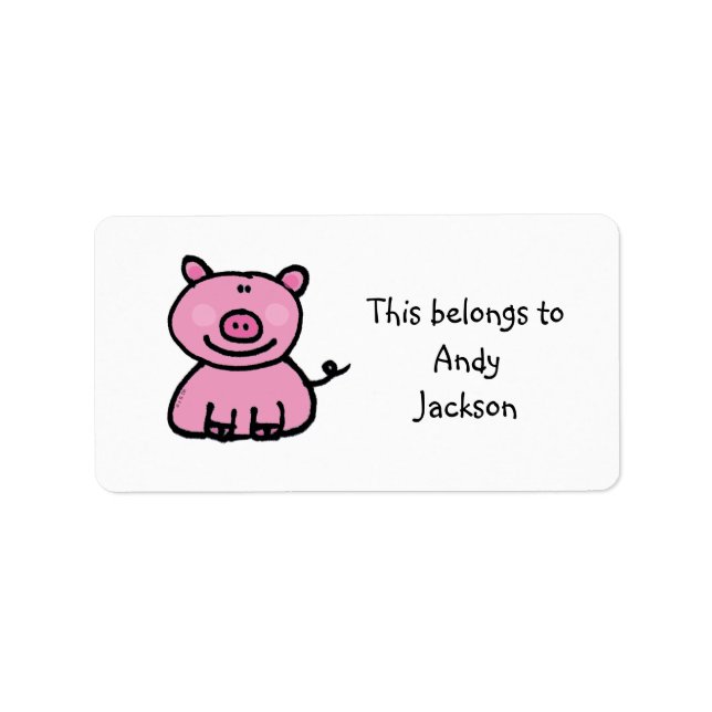 School Labels ( pink piggy ) (Front)
