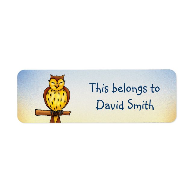 School Labels with wise owl (Front)