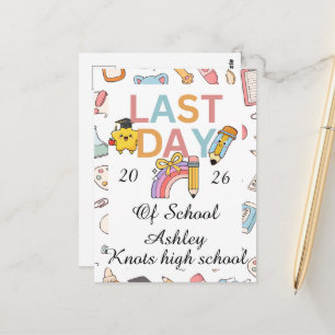 School leaver personalised autographs postcard