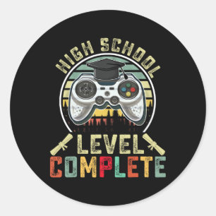 School Level Complete Gamer School Graduation Gift Classic Round Sticker