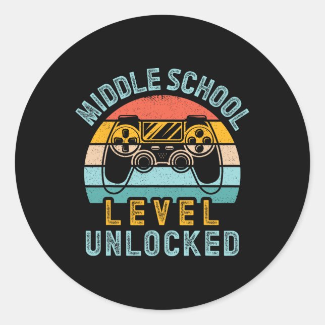 School Level Unlocked Video Game Back To School Bo Classic Round Sticker (Front)