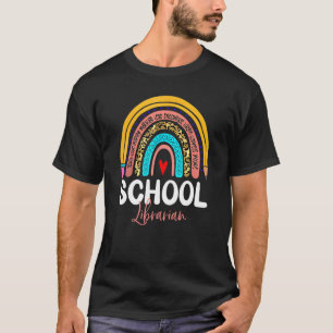 School Librarian Leopard Rainbow Back To School Te T-Shirt