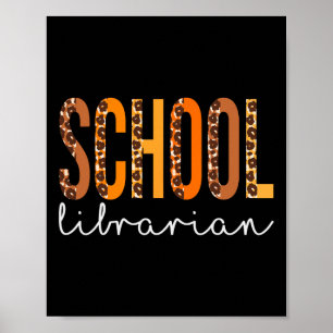 School Librarian leopard Squad Cute Fall Autumn Th Poster
