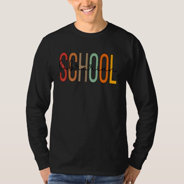 School Librarian Library Worker Boho T-Shirt (Front)