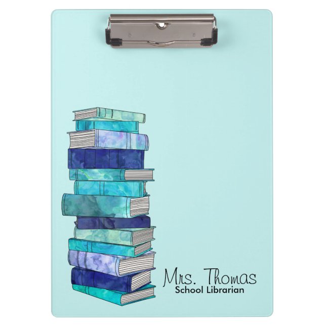 School Librarian Personalised Clipboard (Blue) (Front)