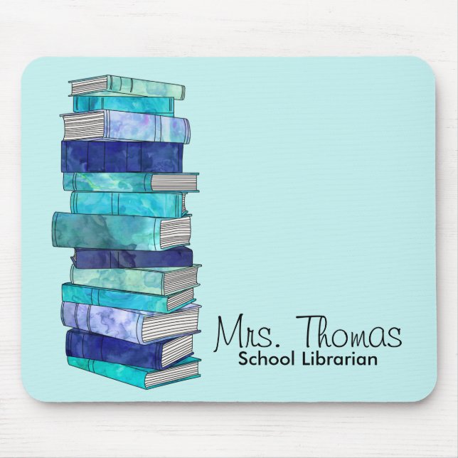 School Librarian Personalised Mousepad (Blue) (Front)