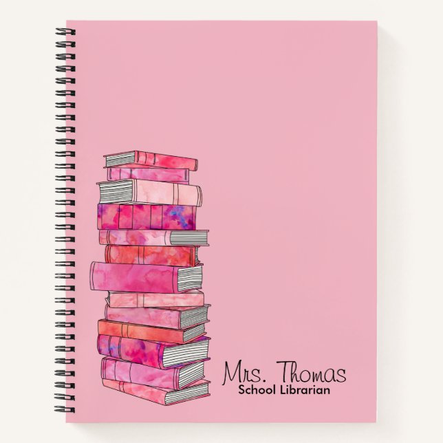 School Librarian Personalised Notebook (Pink) (Front)