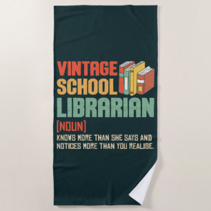 School Librarian Pronunciation Funny Beach Towel