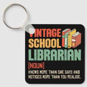 School Librarian Pronunciation Funny Key Ring