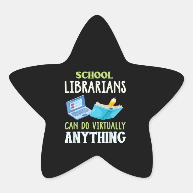 School Librarian Shirt Virtual Librarian Work Star Sticker (Front)