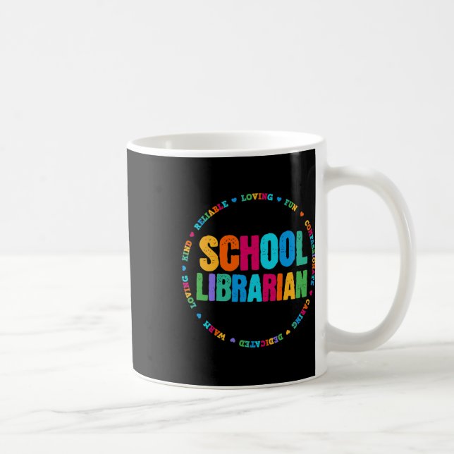 School Librarian Tee Rainbow Colourful Library Ele Coffee Mug (Right)