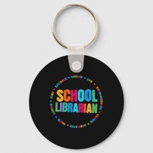 School Librarian Tee Rainbow Colourful Library Ele Key Ring
