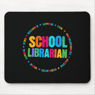 School Librarian Tee Rainbow Colourful Library Ele Mouse Pad