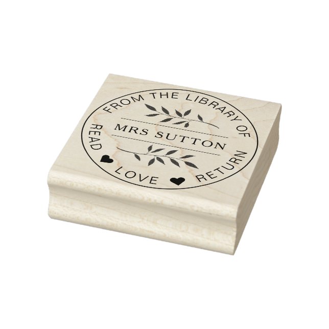 school library book plate LEAF teacher Rubber Stamp (Stamp)