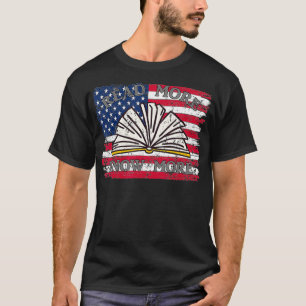 School Library Patriotic US Flag Funny For Librari T-Shirt