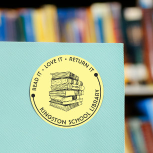 School Library Read It Love it Return It Customise Classic Round Sticker