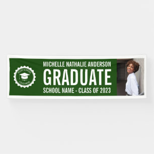 School logo Graduation Photo Green white Banner