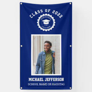 School logo or mascot Blue Photo Graduation Banner